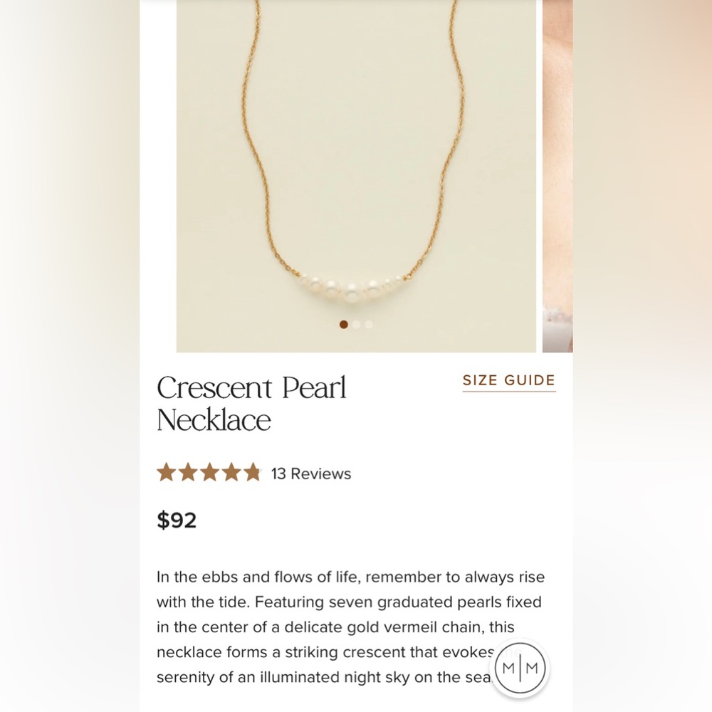 Made by Mary “Crescent Pearl Necklace”